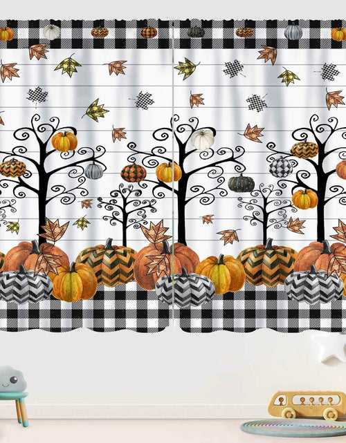 Load image into Gallery viewer, Fall Themed Curtains Autumn Leaves Halloween Pumpkin Drapes 42x45 Inch
