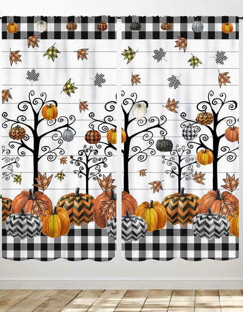 Load image into Gallery viewer, Fall Themed Curtains Autumn Leaves Halloween Pumpkin Drapes 42x45 Inch
