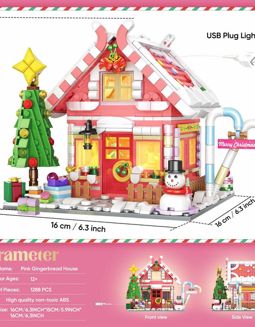 Load image into Gallery viewer, GIVFOZAY 1288PCS Christmas Gingerbread House Building Block Set Pink OPEN BOX
