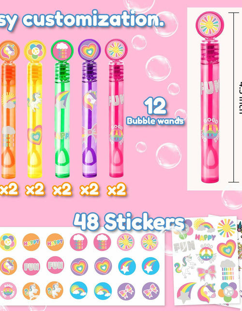 Load image into Gallery viewer, 60PCS Cute Unicorn Party Favors 12 DIY Bubble Wands Birthday Goodie Bags

