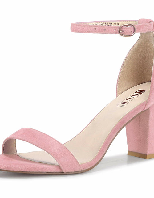 Load image into Gallery viewer, IDIFU Cookie-MI 3" Block Heel Sandals Pink Suede Open Toe Women US 8 B(M)
