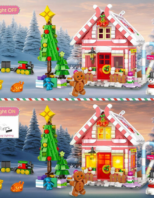 Load image into Gallery viewer, GIVFOZAY 1288PCS Christmas Gingerbread House Building Block Set Pink OPEN BOX
