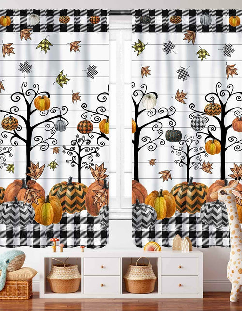 Load image into Gallery viewer, Fall Themed Curtains Autumn Leaves Halloween Pumpkin Drapes 42x45 Inch
