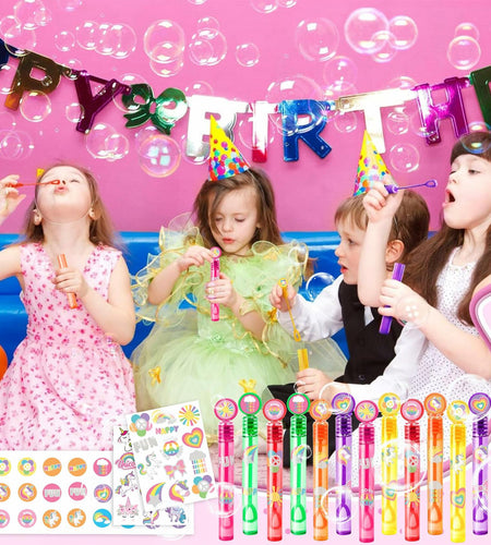 60PCS Cute Unicorn Party Favors 12 DIY Bubble Wands Birthday Goodie Bags