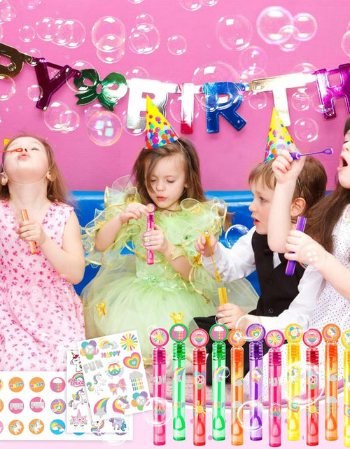 Load image into Gallery viewer, 60PCS Cute Unicorn Party Favors 12 DIY Bubble Wands Birthday Goodie Bags
