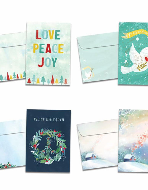 Load image into Gallery viewer, Tree-Free Greetings Season’s Greeting Cards 16-Pack Peace on Earth 5x7
