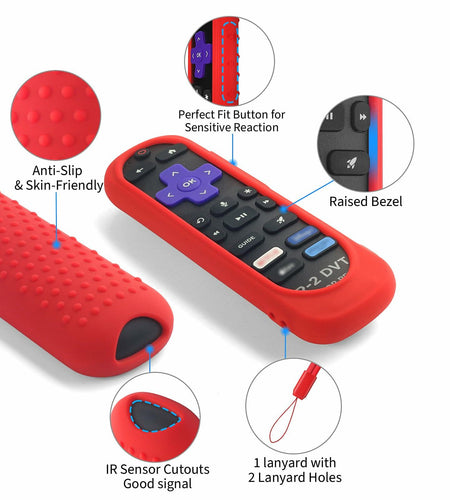 Silicone Remote Cover for Roku TV Remote Shockproof Washable with Lanyard Mint