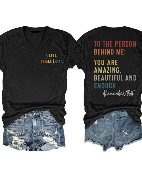 Load image into Gallery viewer, MOGUI Women’s “Dear Person Behind Me” Jesus Loves You Funny Black T-Shirt
