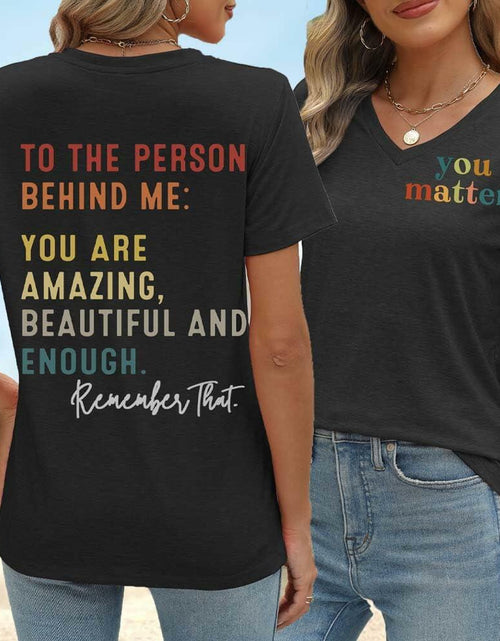 Load image into Gallery viewer, MOGUI Women’s “Dear Person Behind Me” Jesus Loves You Funny Black T-Shirt
