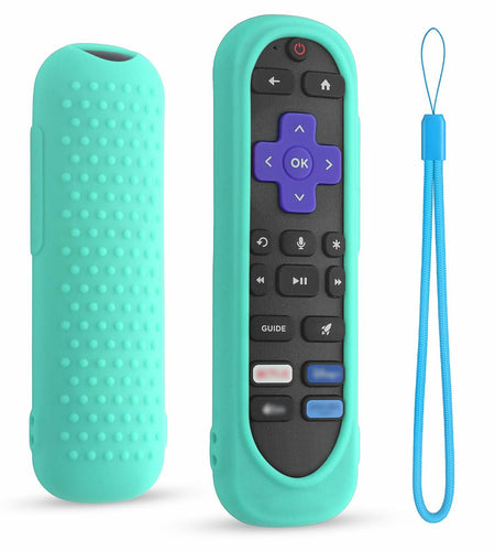 Silicone Remote Cover for Roku TV Remote Shockproof Washable with Lanyard Mint