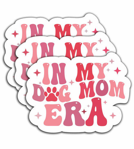 3pcs “In My Dog Mom Era” Waterproof Vinyl Stickers Paw Decals 3"x2.3"