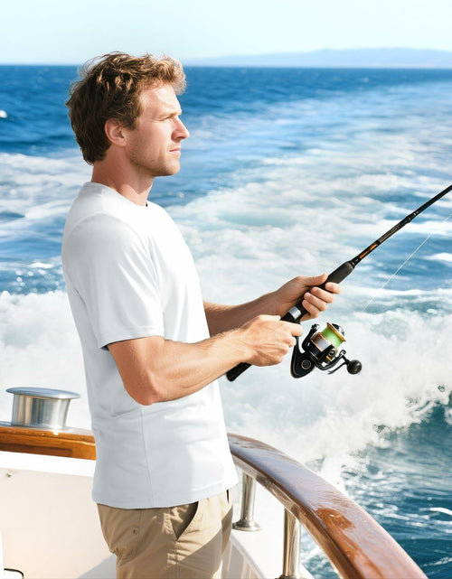 Load image into Gallery viewer, Haimont Men’s Sun Protection Fishing Shirt Short Sleeve White L Lightweight
