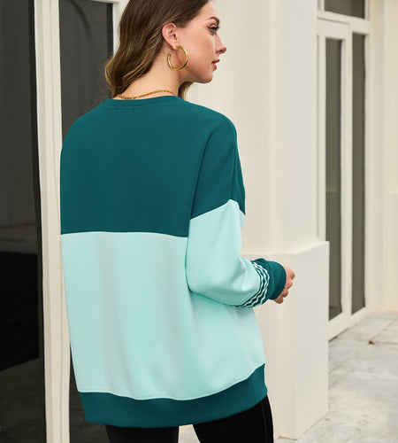 BMJL Women’s Oversized Sweatshirt Long Sleeve Crewneck Pullover Turquoise M