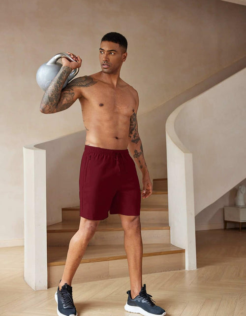 Load image into Gallery viewer, COOFANDY Men’s 7" Workout Gym Shorts 2-Pack Lightweight with Zipper Wine/Black
