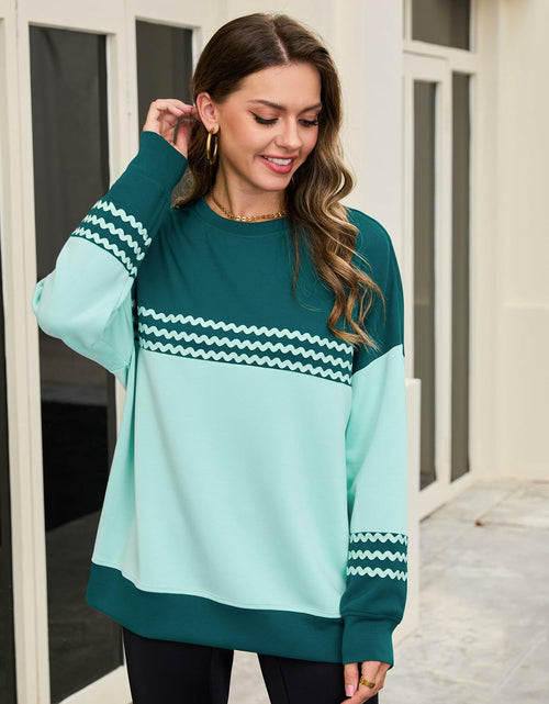 Load image into Gallery viewer, BMJL Women’s Oversized Sweatshirt Long Sleeve Crewneck Pullover Turquoise M
