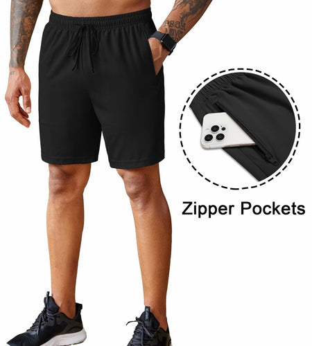 COOFANDY Men’s 7" Workout Gym Shorts 2-Pack Lightweight with Zipper Wine/Black