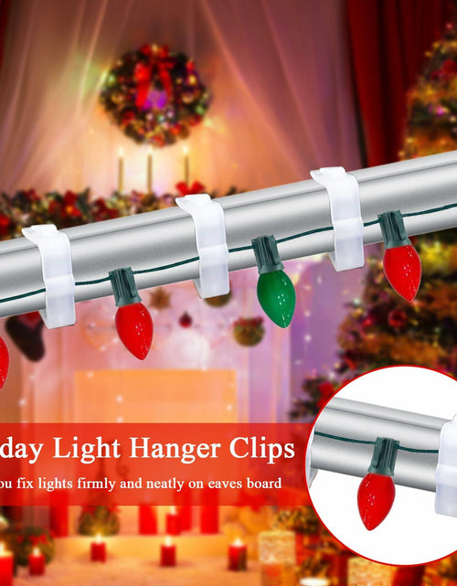 Load image into Gallery viewer, SIMPLIPLEX Holiday Light Clips 30-Pack Outdoor White Roof Gutter Fence
