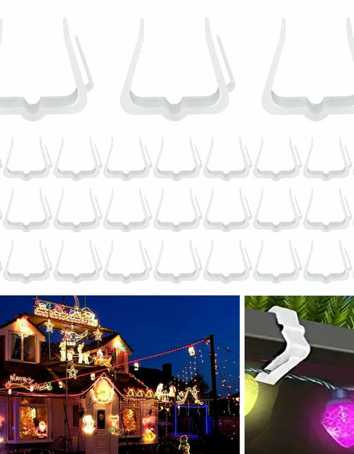 Load image into Gallery viewer, SIMPLIPLEX Holiday Light Clips 30-Pack Outdoor White Roof Gutter Fence
