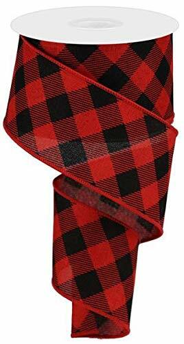 Load image into Gallery viewer, Diagonal Plaid Check Wired Edge Ribbon - 10 Yards (Red, Black, 2.5")
