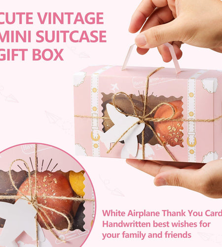 YODYZJ 20-Piece Mini Suitcase Party Favor Boxes Pink Small 6.55x3.85x2.45in