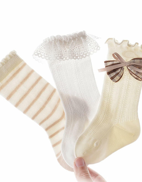 Load image into Gallery viewer, Apone Fatu Baby Knee High Socks Flower D for Infants Toddlers 6-12 Months
