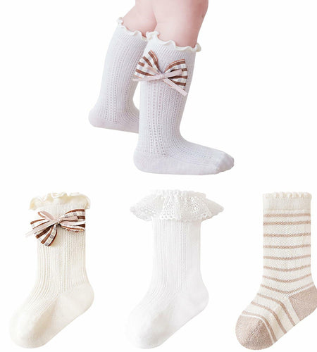 Apone Fatu Baby Knee High Socks Flower D for Infants Toddlers 6-12 Months