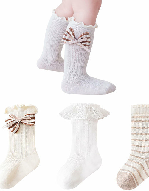 Load image into Gallery viewer, Apone Fatu Baby Knee High Socks Flower D for Infants Toddlers 6-12 Months
