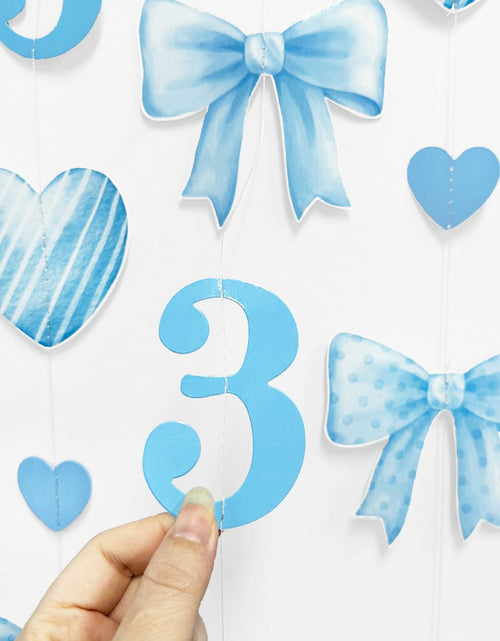 Load image into Gallery viewer, 40Ft Blue 3rd Birthday Bow Garland Banner Heart Streamer Party Decor
