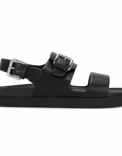 Load image into Gallery viewer, CosyFever Women’s Black Slip On Flat Sandals Adjustable Strap Size 9
