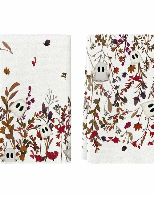 Load image into Gallery viewer, Artoid Mode Ghost Wildflower Halloween Kitchen Towels 18x26 Inch Set of 2 Beige
