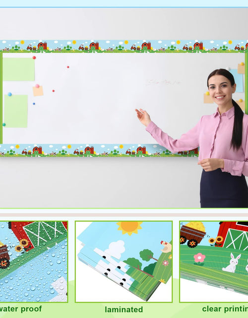 Load image into Gallery viewer, Eaasty 36 Pcs Farm Bulletin Board Border Animals Blue Green School Decor
