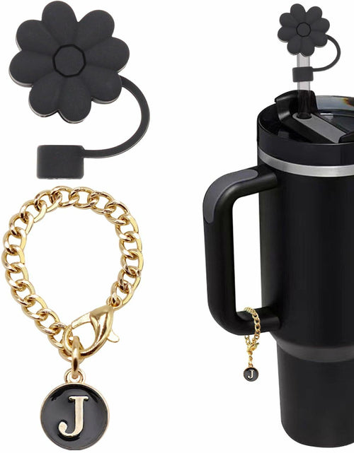 Load image into Gallery viewer, Wabogove Stanley 1pc Silicone Straw Topper &amp; Initial Charm Letter J 30&amp;40oz
