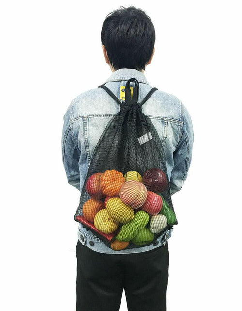 Load image into Gallery viewer, HOLYLUCK Mesh Drawstring Bag for Swimming Beach Camping Black 1pc
