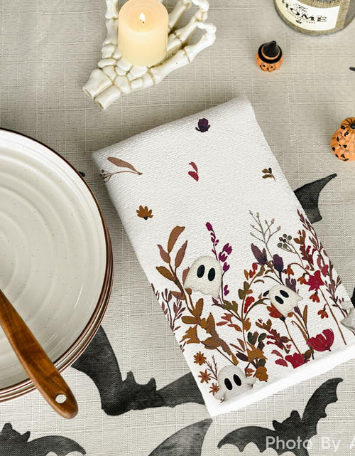 Load image into Gallery viewer, Artoid Mode Ghost Wildflower Halloween Kitchen Towels 18x26 Inch Set of 2 Beige
