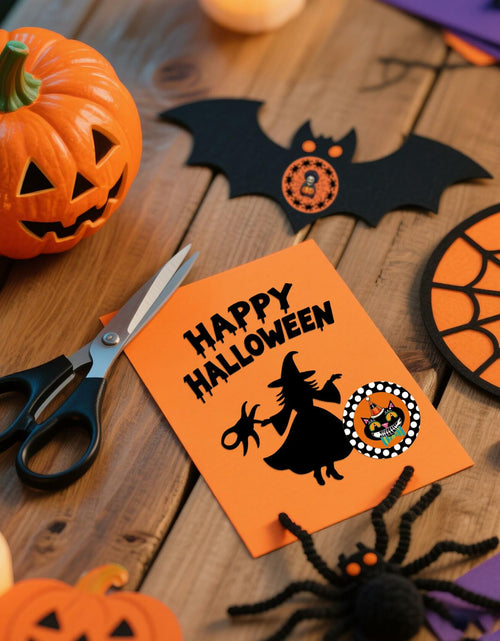Load image into Gallery viewer, ZAEW Halloween Sticker Roll 500pcs 1.5" Gnome Pumpkins Cats Ghost Colored
