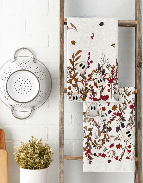 Load image into Gallery viewer, Artoid Mode Ghost Wildflower Halloween Kitchen Towels 18x26 Inch Set of 2 Beige
