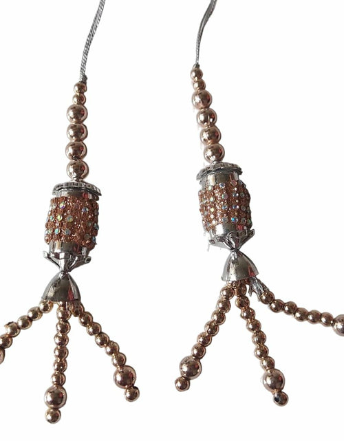 Load image into Gallery viewer, Beaded Latkan Handmade Ethnic Decorative Hanging Tassel Blouse 1 Pair Coffee

