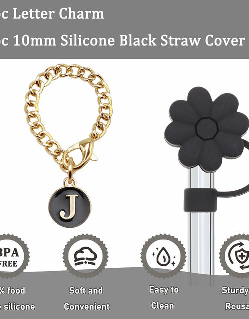 Load image into Gallery viewer, Wabogove Stanley 1pc Silicone Straw Topper &amp; Initial Charm Letter J 30&amp;40oz
