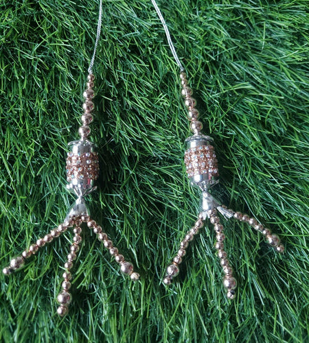 Beaded Latkan Handmade Ethnic Decorative Hanging Tassel Blouse 1 Pair Coffee
