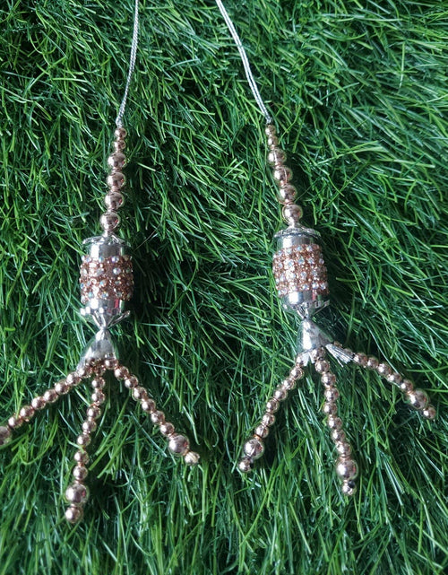 Load image into Gallery viewer, Beaded Latkan Handmade Ethnic Decorative Hanging Tassel Blouse 1 Pair Coffee
