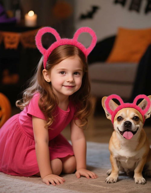 Load image into Gallery viewer, Yolyoo 3pcs Chipmunk Mouse Ears Headband Rose Red Standard Size
