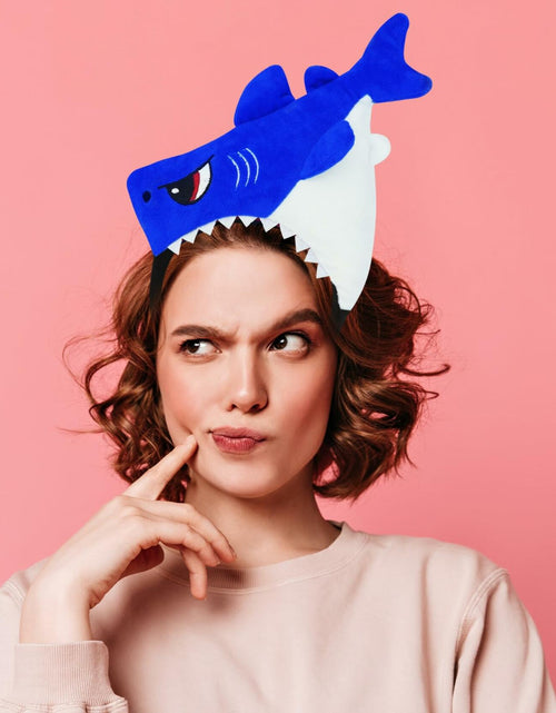 Load image into Gallery viewer, IGMaryBox Blue Shark Headband Plush Animal Ears Hairband Cosplay Costume
