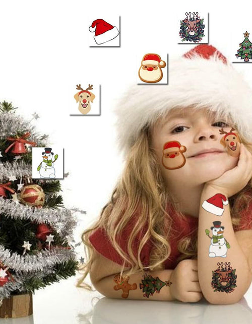Load image into Gallery viewer, CHARLENT 148pcs Christmas Temporary Tattoos for Kids Xmas Party Favors
