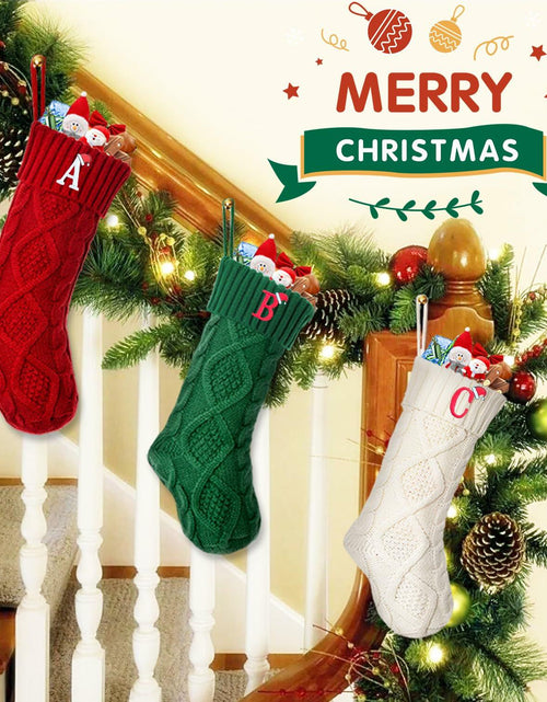 Load image into Gallery viewer, CRSTAFU Personalized Christmas Stocking 20” Red Monogram Embroidered
