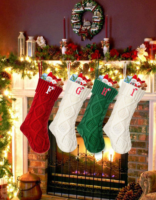 Load image into Gallery viewer, CRSTAFU Personalized Christmas Stocking 20” Red Monogram Embroidered
