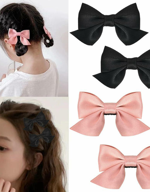 Load image into Gallery viewer, Hair Bow Clips for Women &amp; Girls 4PCS Pink Black Bow Knot Hair Barrette
