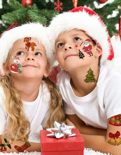 Load image into Gallery viewer, CHARLENT 148pcs Christmas Temporary Tattoos for Kids Xmas Party Favors
