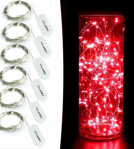 CYLAPEX 6 Pack Red Fairy String Lights Battery LED 3.3ft 20 LEDs