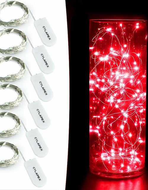 Load image into Gallery viewer, CYLAPEX 6 Pack Red Fairy String Lights Battery LED 3.3ft 20 LEDs
