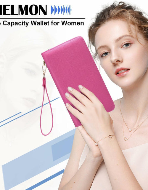 Load image into Gallery viewer, Chelmon Women's Vegan Leather Clutch Wallet with Zip, Hand Strap, Large Capacity
